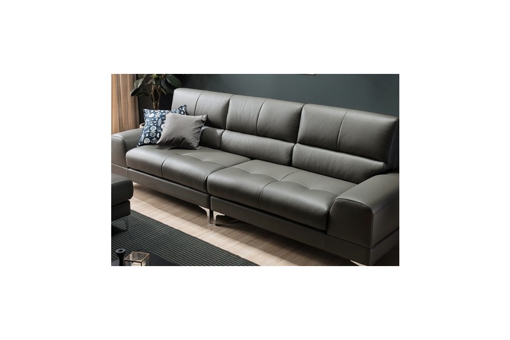 다우닝 몬트 4인 전체 천연가죽 소파 (색상:다크그레이)