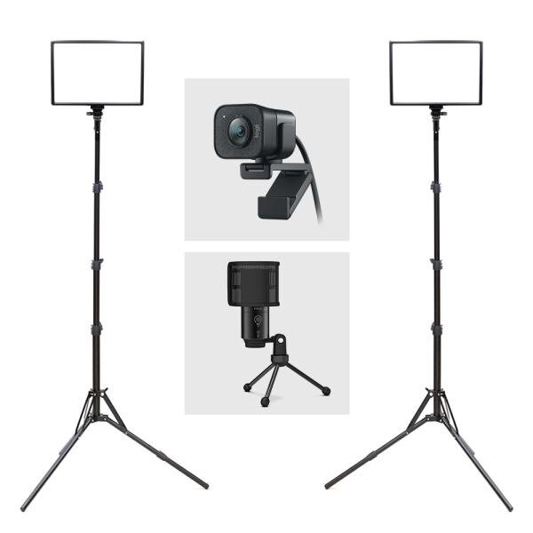 [오토케] 넘버투 세트 투스탠드 큐브라이트45 LED 조명 2개/로지텍 스트림캠/FIFINE K433A &amp;gt; 영상가전