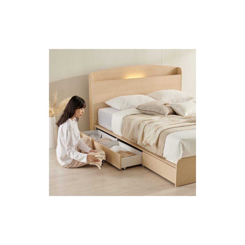 포스트모던 룩셈 LED 수납 침대 프레임 SS Q (매트리스 선택)