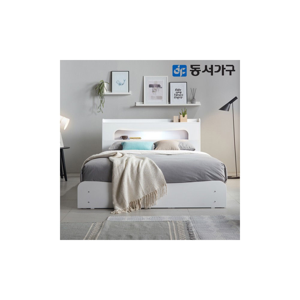 베스트 LED 수납침대 / 편백 수납헤드 원목 침대 슈퍼싱글 퀸 매트리스 서랍 침대 사은 행사