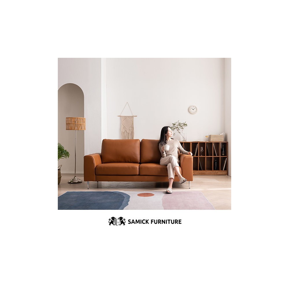 삼익가구 무이 천연소가죽 3인용 소파(스툴제외)