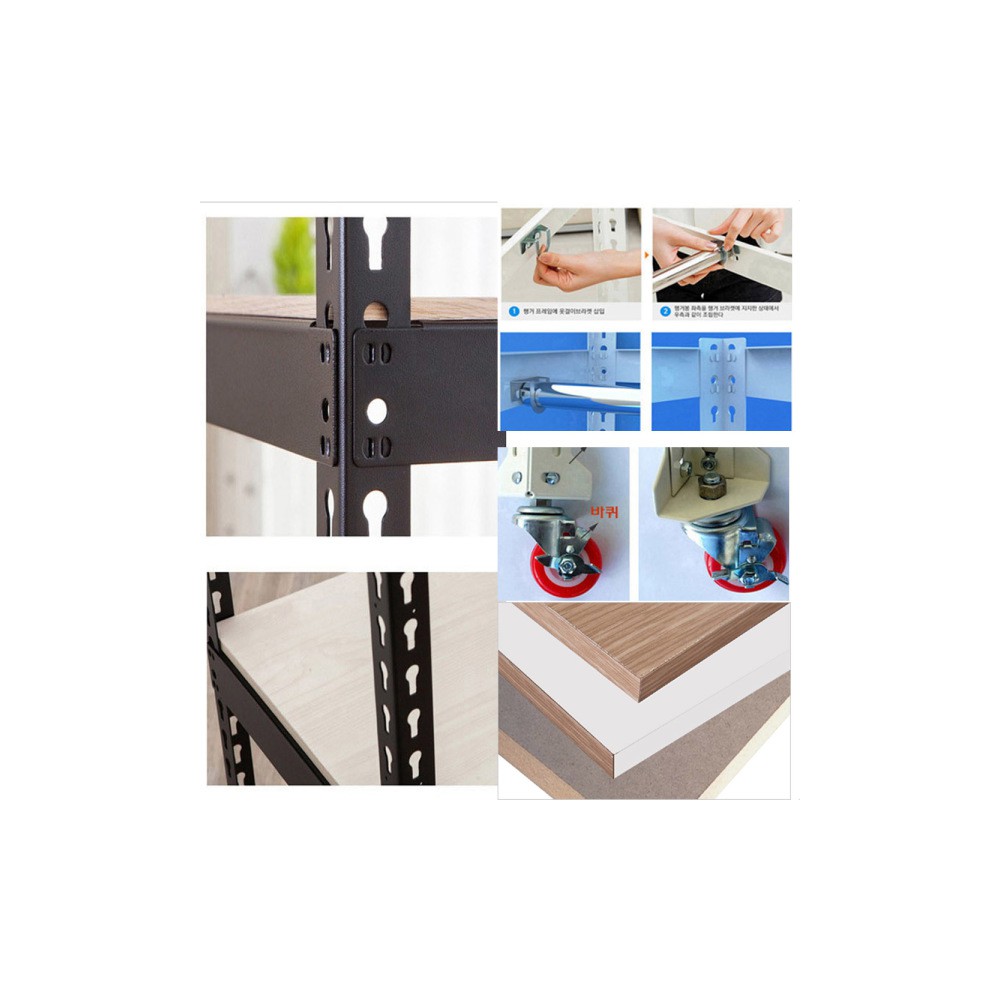 무볼트폴던스랙 MDF 양면코팅 바퀴 행거 높이조절나사 받침대 조립식앵글 수납선반 진열장 수납장 KM앵글