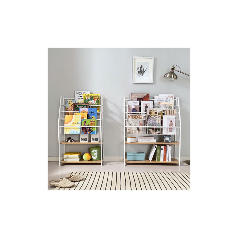 철재 책꽂이 2종/ 잡지꽂이 신문꽂이 책장/ 전면책장